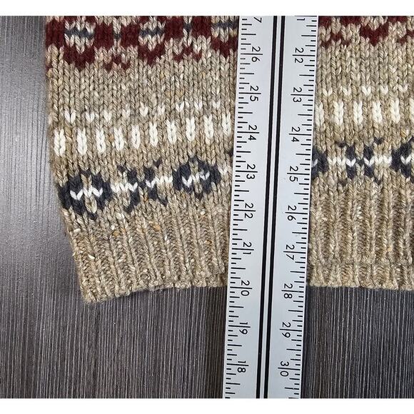 Vintage Eddie Bauer Sweater Mens XL Beige Wool Fisherman Fair Isle Snowflake - Picture 5 of 6